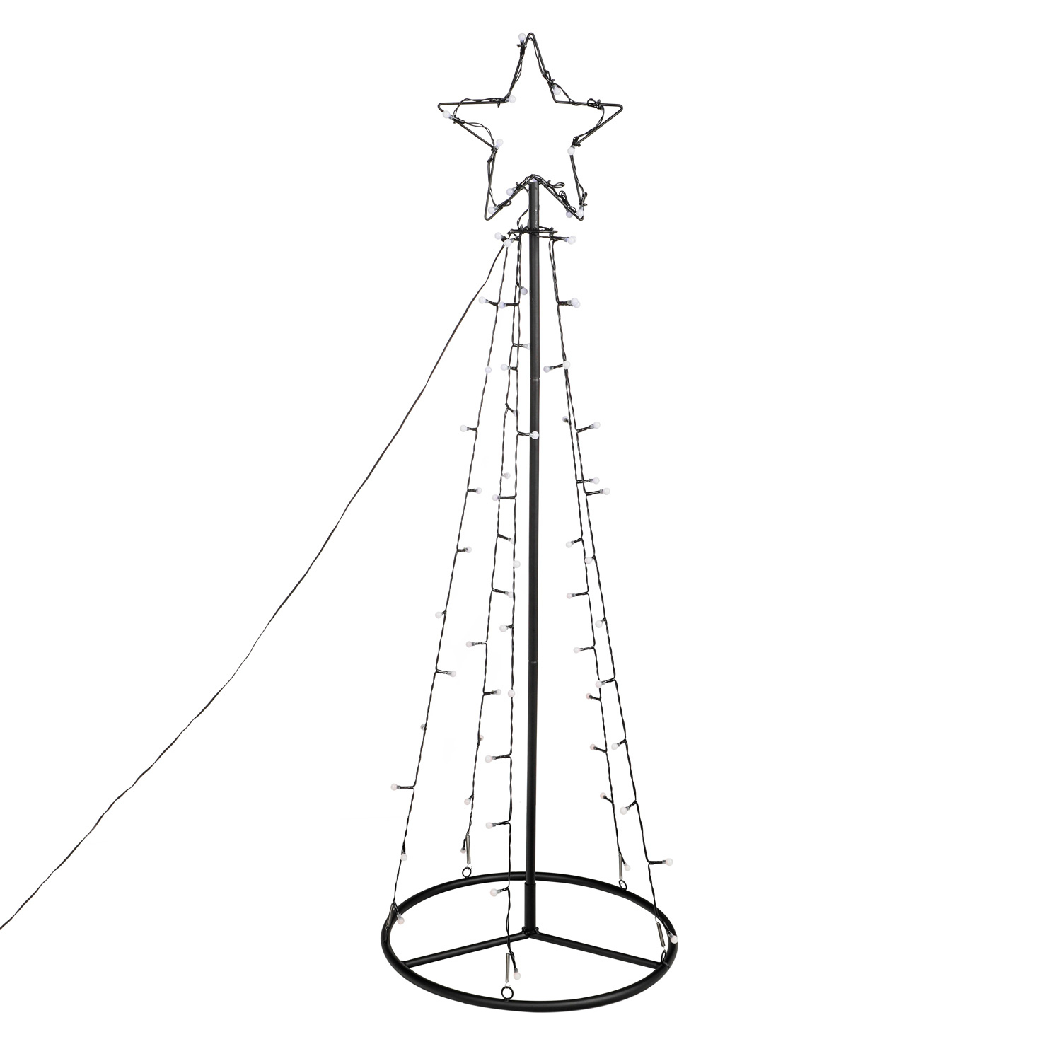 LED Lichterbaum mit Sternspitze - 6 Stränge - 62 bunte LED - H: 1m