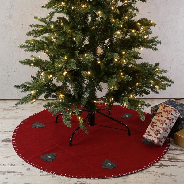 Weihnachtsbaumdecke - grauer rot | 98cm Lichterketten D: - - - Filz Experte - rund Weihnachtsbaum