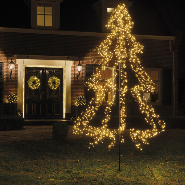 LED Lichterbaum - Outdoor Weihnachtsbaum - 1200 funkelnde LED - H: 2m - Timer/8 Funkt. - aufklappbar