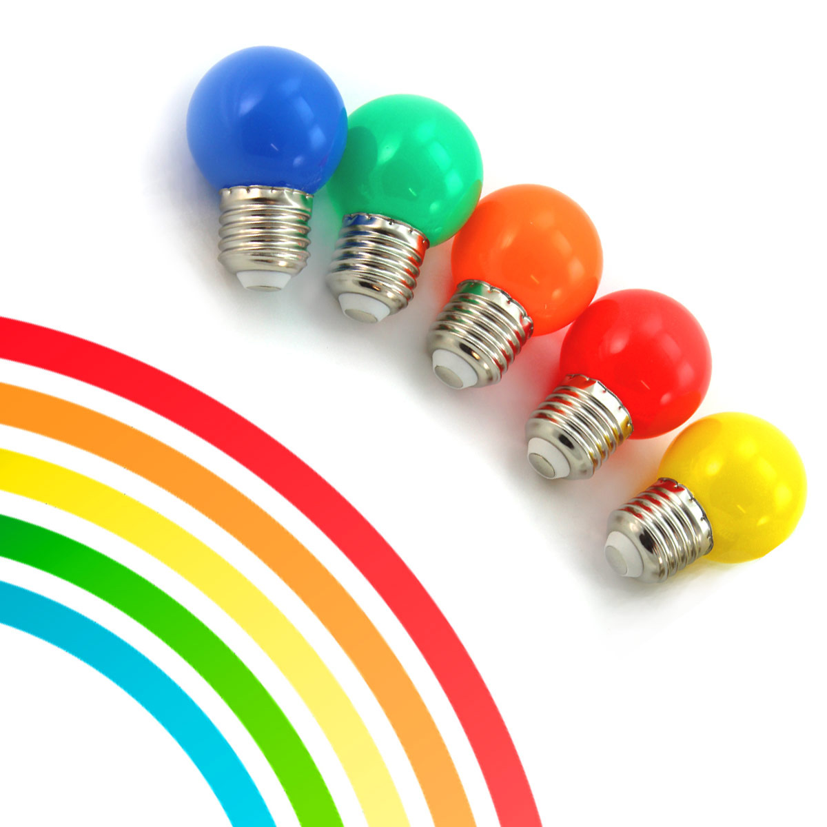 10er Set bunte LED Kugellampen (je 2x rot, grün, blau, gelb