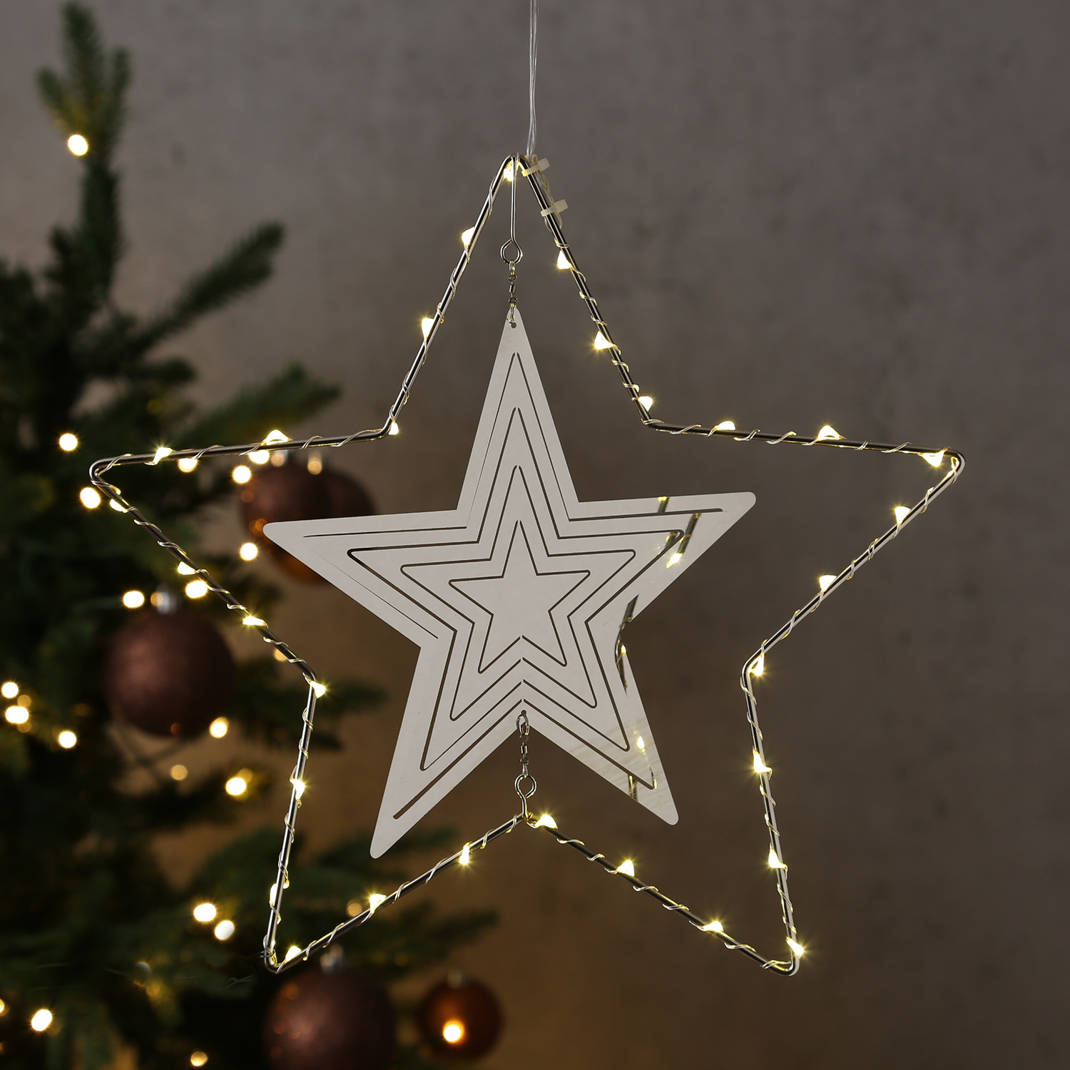 LED Lichterkette Sterne 3D warmweiß Timer Weihnachten Deko für