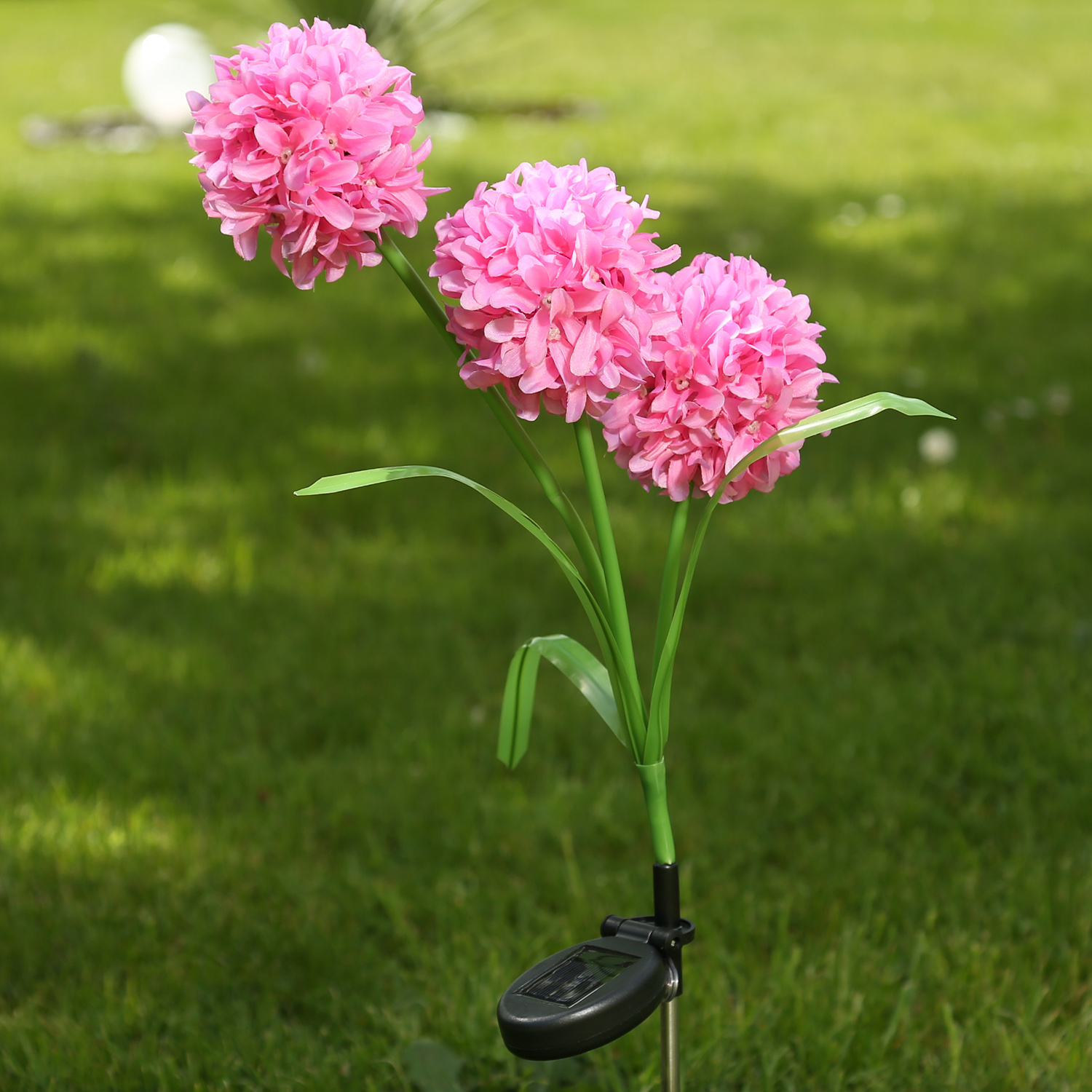 LED Solar Gartenstecker Blume - warmweiße LED - H: 70cm - Lichtsensor -  rosa