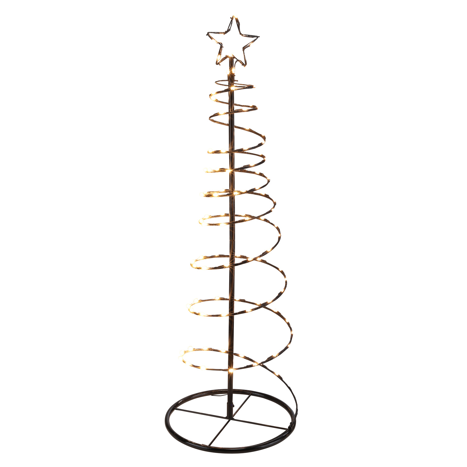 LED Lichterbaum mit Sternspitze - Spiral Weihnachtsbaum - 100 warmweiße LED  - H: 1,2m - für Außen