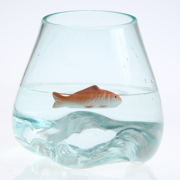 Teichdeko Fisch NIXE - Dekofigur - Porzellan - schwimmend - L: 10cm - orange