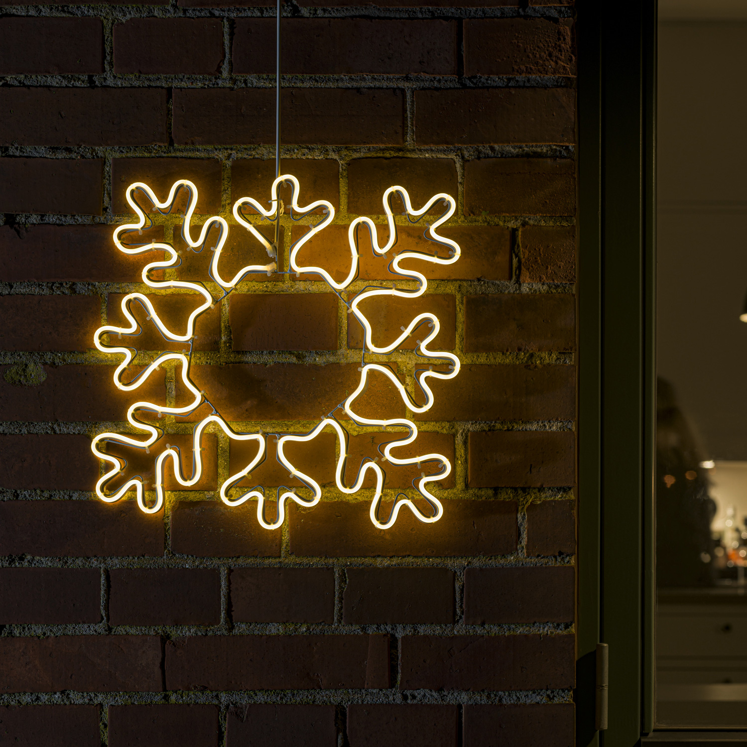 LED Fensterdeko Schneeflocke | Weihnachtsbeleuchtung H: - 47cm weiß - f. LED - Experte warmweiße - Außen Lichterketten 384 