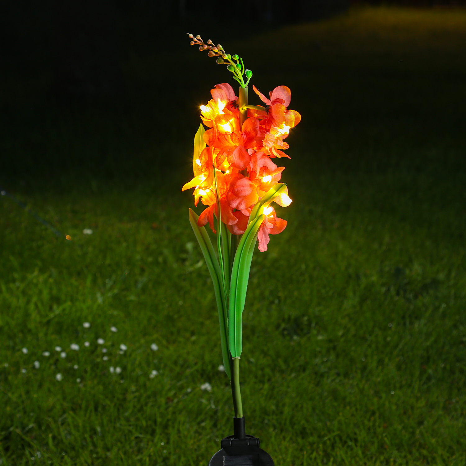 LED Solar Gartenstecker Blume GLADIOLE - 10 warmweiße LED - H: 81cm -  Lichtsensor - rot