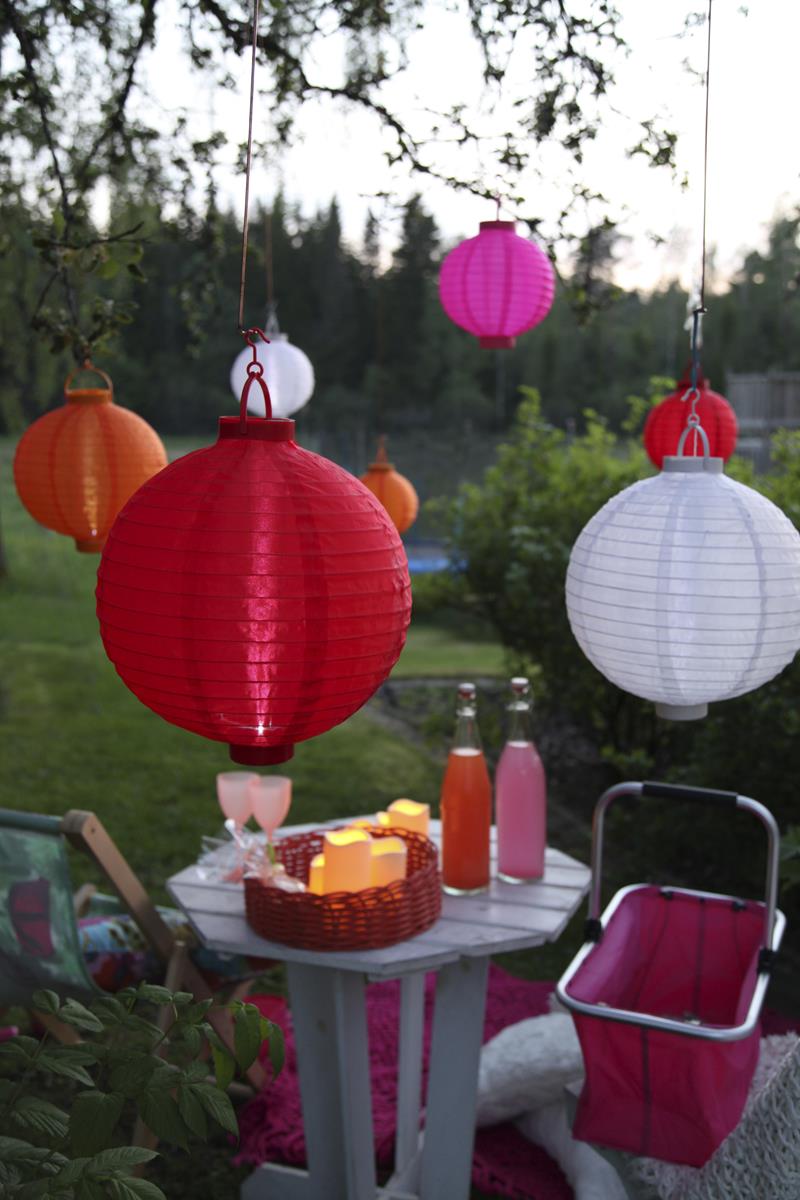 Solar LED Lampion Party Garten Laterne ø 20cm Weiß Deko